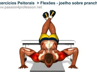 Flexões, joelho sobre prancha
