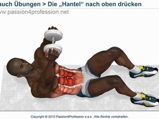 Bauch training - Die  Hantel  nach oben drücken