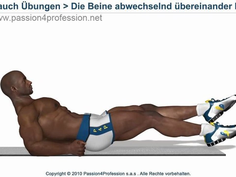 Die Beine abwechselnd übereinander kreuzen - unteren Bauch