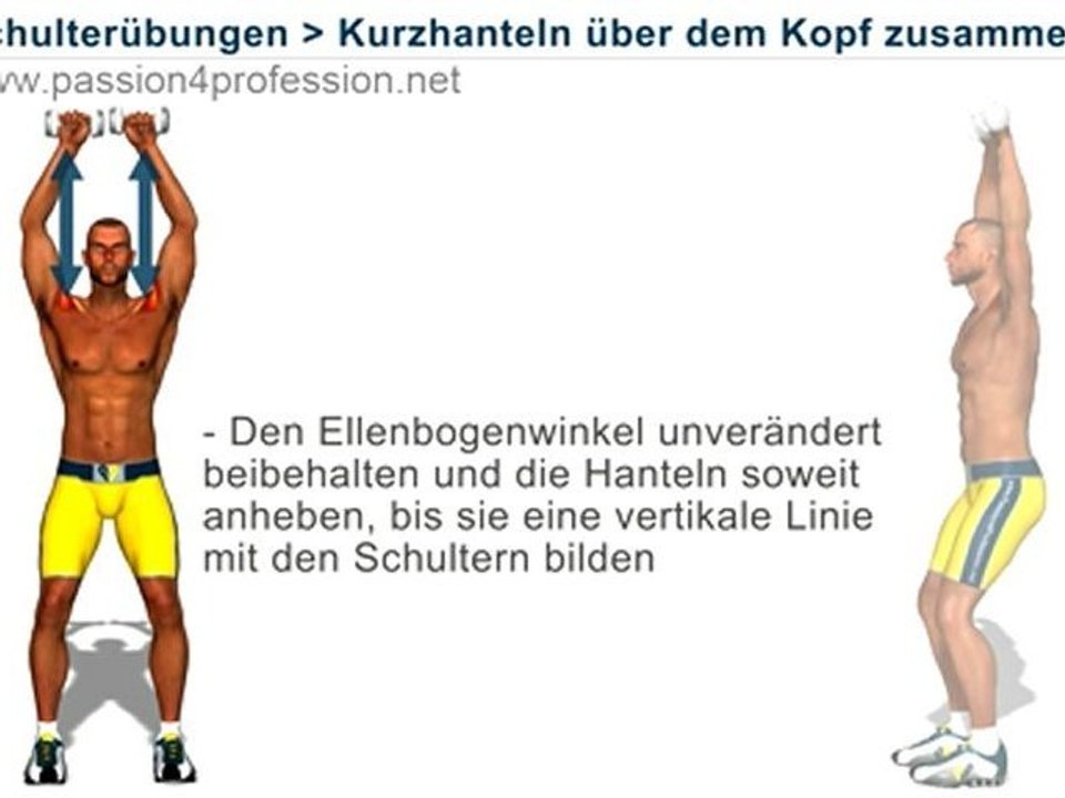 Kurzhanteln uber dem Kopf zusammenfuhren