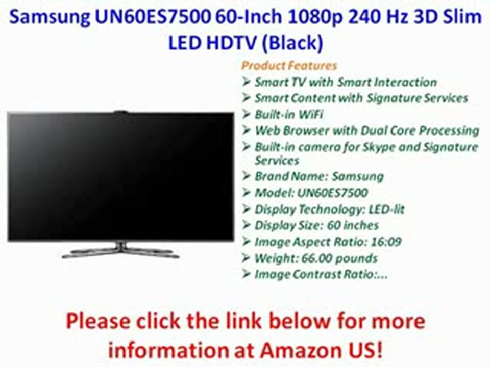 BEST BUY Samsung UN60ES7500 60-Inch 1080p 240 Hz 3D Slim LED HDTV (Black)
