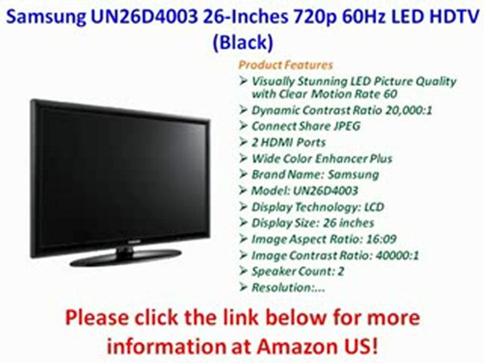 Samsung UN26D4003 26-Inches 720p 60Hz LED HDTV (Black) [2011 MODEL] Best Price
