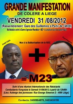 MANIFESTATION A LIEGE SAUVONS LE KONGO LE 31 AOUT 2012 ! RDV PATRIOTIQUE A LA GARE GUILLEMINS A 13 HEURES