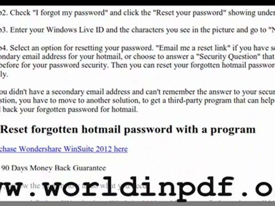Retrieve hotmail account password free tutorial