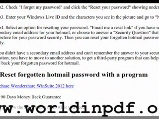 Retrieve hotmail account password free tutorial
