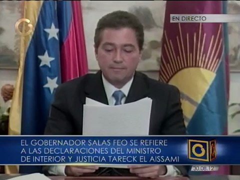 Gobernador Salas Feo denuncia que pretenden intervenir Policía de Carabobo