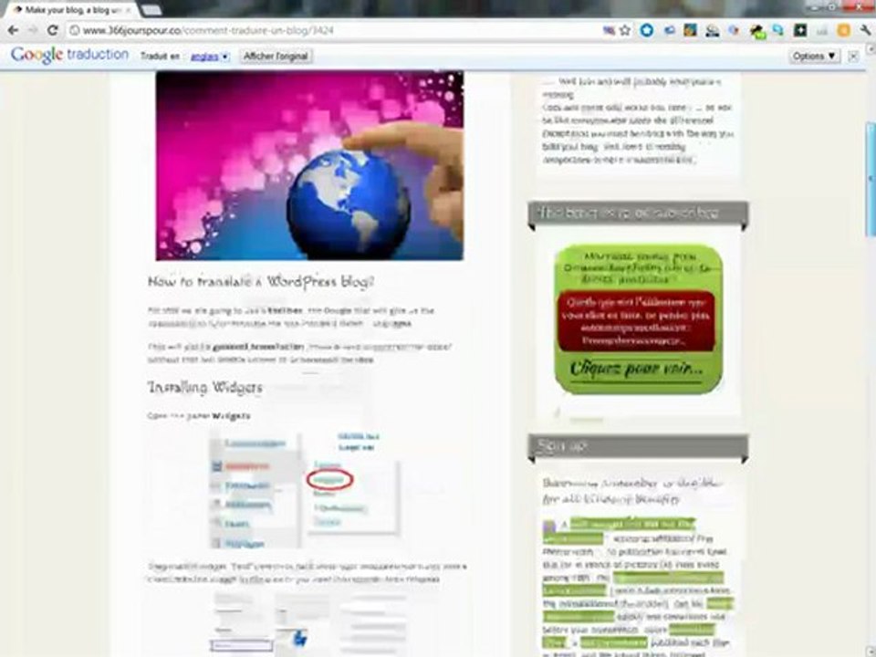 ajouter un bloc de traduction à son blog Wordpress