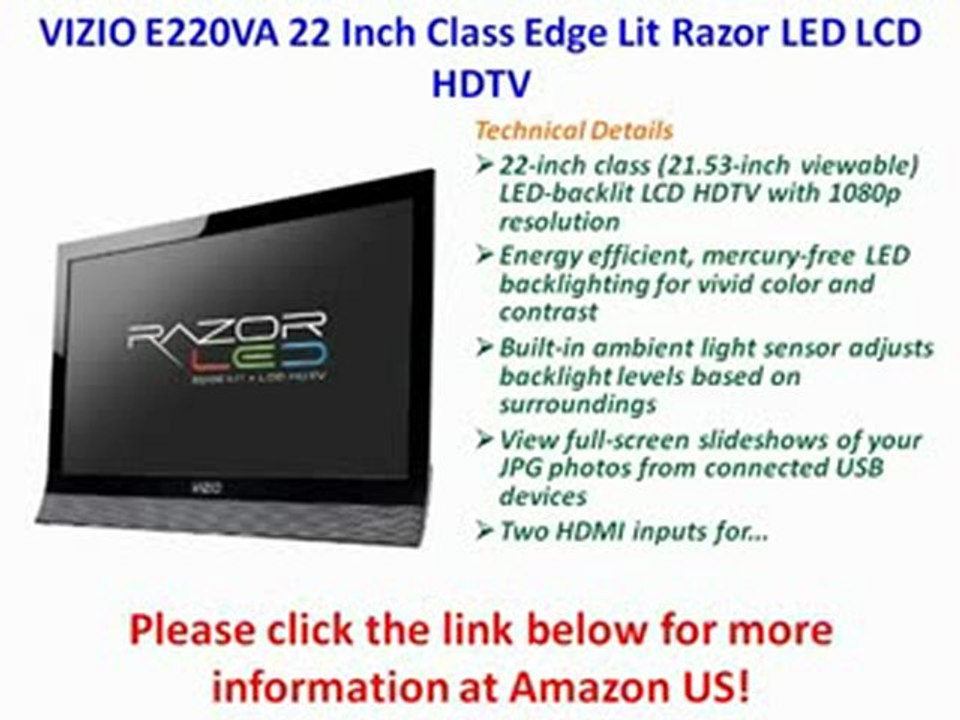 VIZIO E220VA 22 Inch Class Edge Lit Razor LED LCD HDTV Best Price