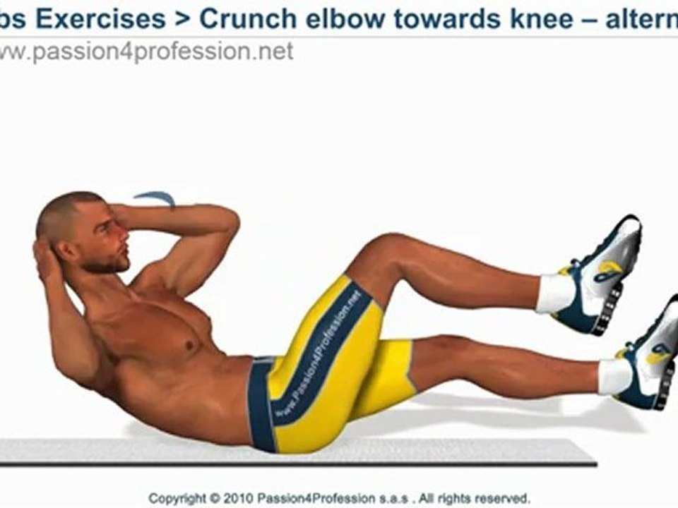 Crunch elbow towards knee - alternated