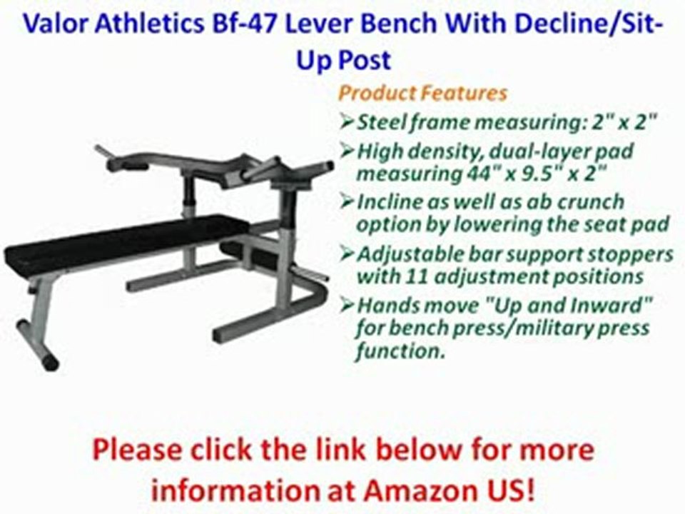 Valor Athletics Bf-47 Lever Bench With Decline/Sit-Up Post