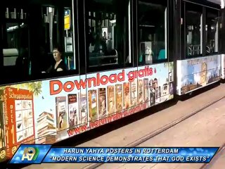 Announcement of Harun Yahya works on trams of Rotterdam, Holland