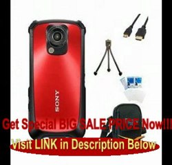 Sony MHS-TS22 Bloggie Sport HD Camera Value Bundle (Red) For Sale