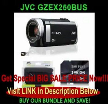 JVC GZ-EX250 Full HD Camcorder - Black With BN-VG114 Data Battery and CB-VM15 Carrying Bag. and Samsung 16 GB SDHC Flash M...