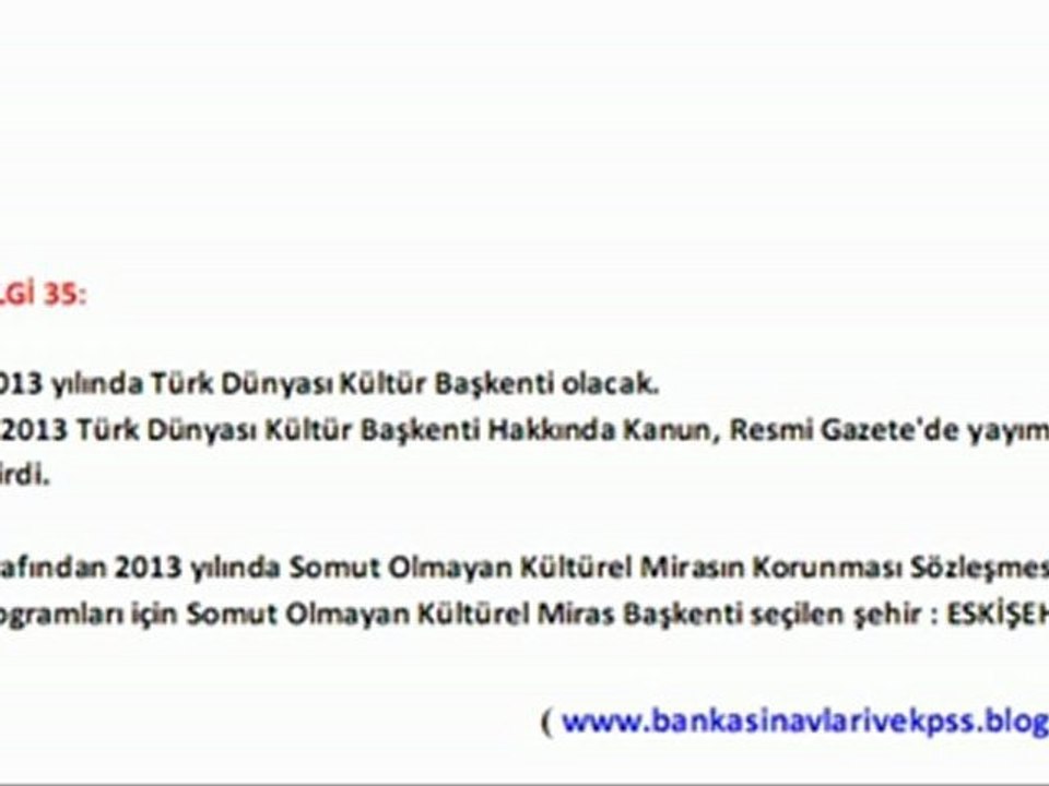 KPSS 2012 (Ortaöğretim-Önlisans) İÇİN GÜNCEL BİLGİLER 1