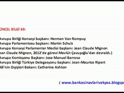 KPSS 2012 (Ortaöğretim-Önlisans) İÇİN GÜNCEL BİLGİLER 2