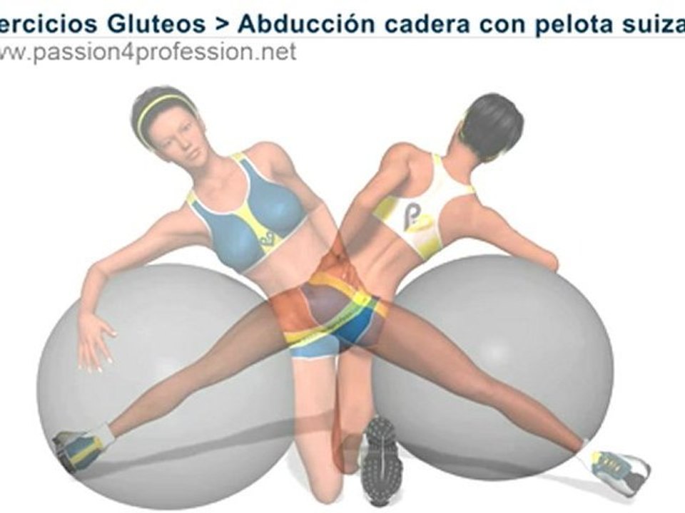 Ejercicios Gluteos - Abduccion cadera con pelota suiza