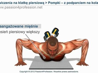 Ćwiczenia na klatkę piersiową : Pompki - z podparciem na kolanach