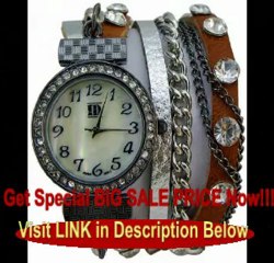 SPECIAL DISCOUNT DESIGNER INSPIRED WRAP AROUND BRACELET WATCH-BROWN/SILVER