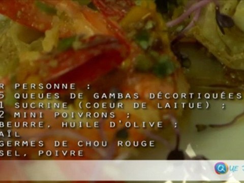 Recette de cuisine de David Fricaud : sucrine poêlée et gambas provençales-Quejadore.com
