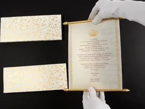 S714, Cream Color, Scroll Invitations, Jewish Invitations, High End Scrolls, Box Scrolls