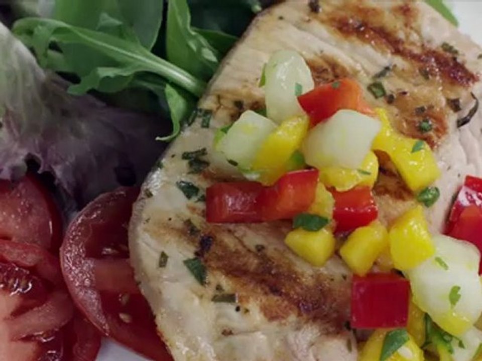 Pineapple Grilled Pork Chops With Fresh Mango Salsa