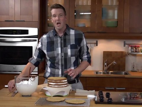 chai spiced layer cake with meringue icing