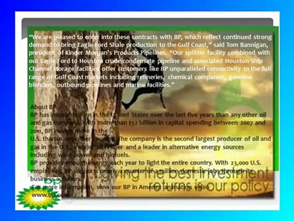 Kinder Morgan and BP North America Enter into Long-Term Agreements