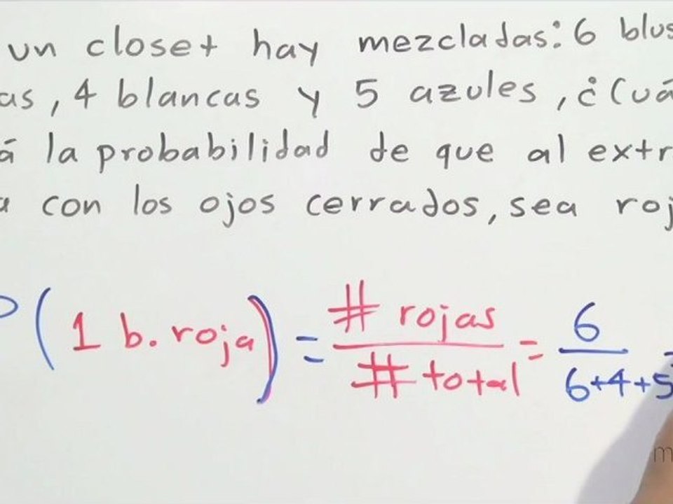 Probabilidad de sacar una blusa roja