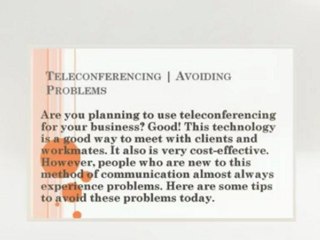 Teleconferencing - Avoiding Problems