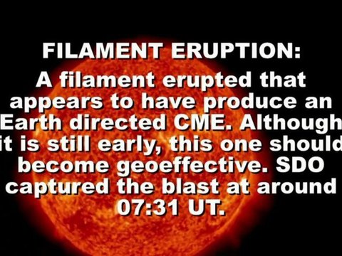 SOLAR ACTIVITY UPDATE: Filament Eruption/CME (Sep 13th, 2012).