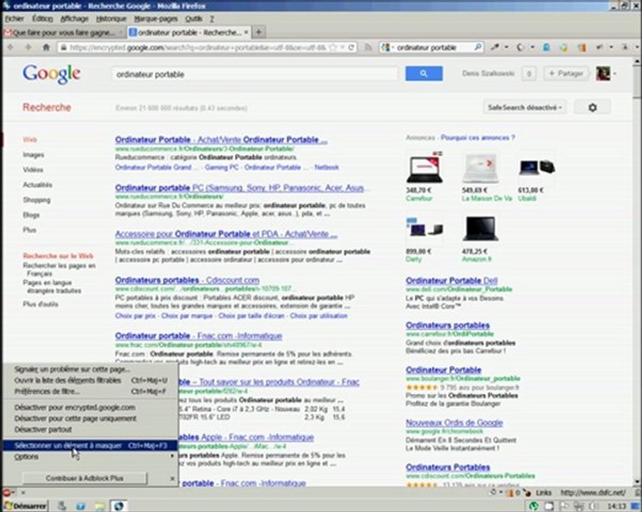 Enlever la publicité des pages Google et Gmail