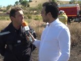 Gros incendie entre Carcassonne et Trèbes, le vendredi 14 septembre 2012. 7 hectares de garrigues sont partis en fumée :