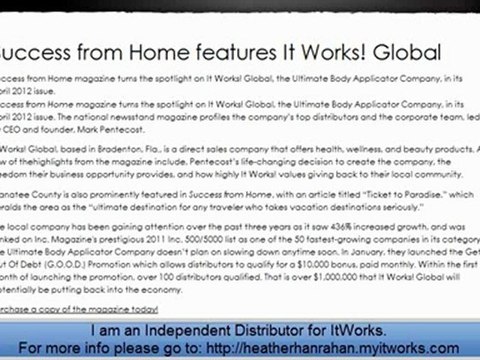Make Money From Home With ItWorks - Success From Home From It Works Global