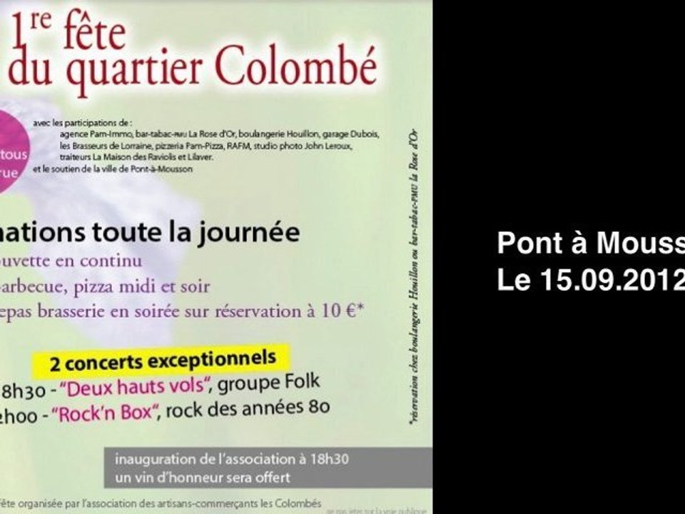 1er fête du quartier colombé à Pont-à-Mousson le 15.09.2012