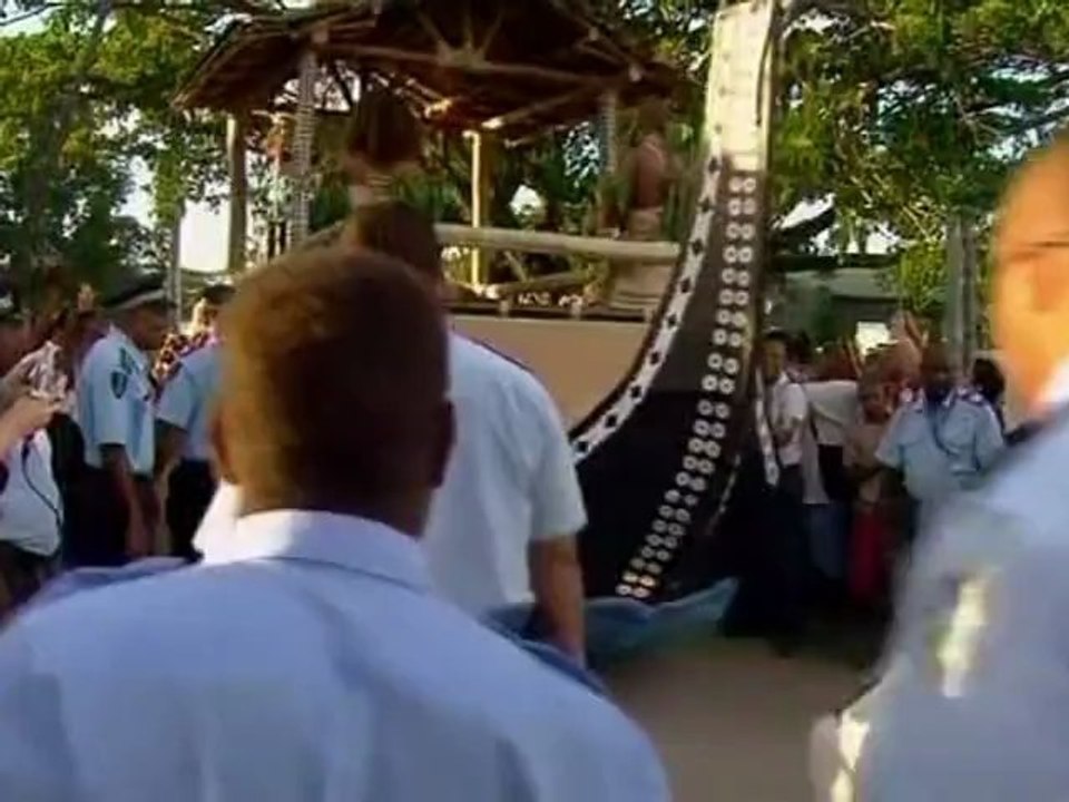 Kate and William ride open-top boat float in Solomon Islands