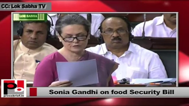 Sonia Gandhi takes part in the debate in Lok Sabha on Food Security Bill