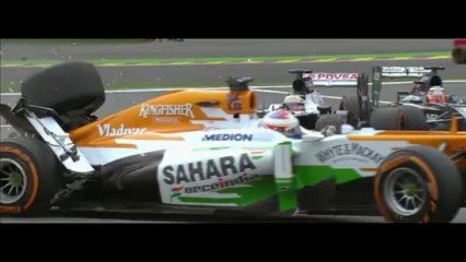 F1 2013 Belgium GP Race Maldonado Crashes in Di Resta [HD]