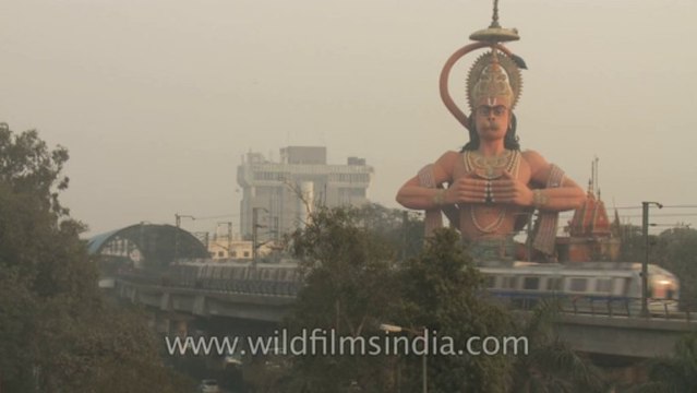 Karol bagh-Hanuman statue-metro train-traffic-4