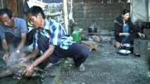 Nagaland-hornbill festival-pork cleaning