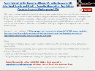 Power Market Generation, Regulations Opportunities & Challenges to 2030