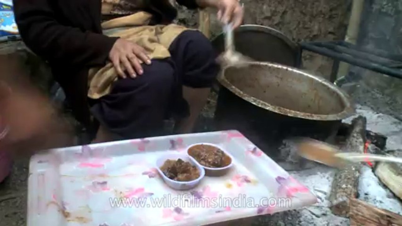 Nagaland-hornbill festival-Ao kitchen-Serving pork