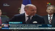 Pide ministro francés que Israel frene asentamientos en Gaza