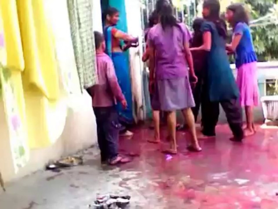 Girls celebrating HOLY .