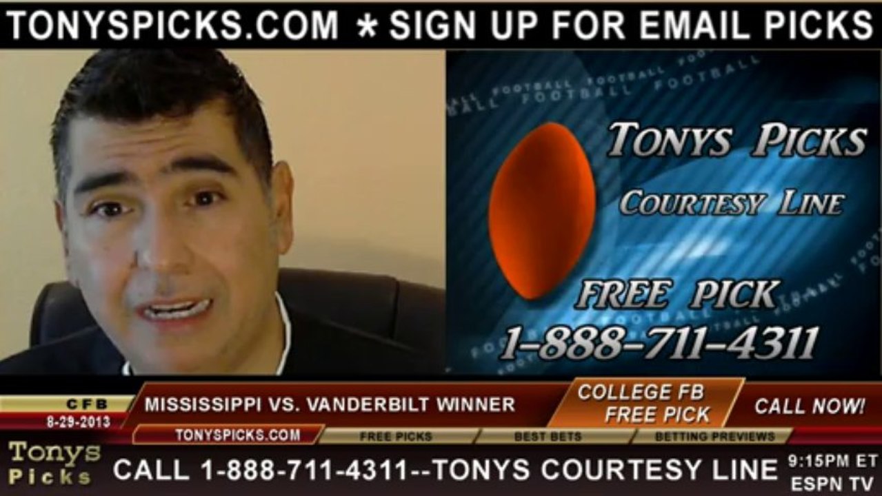 Vanderbilt Commodores vs. Mississippi Rebels Pick Prediction NCAA College Football Odds Preview 8-29-2013