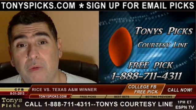 Texas A M Aggies vs. Rice Owls Pick Prediction NCAA College Football Odds Preview 8-25-2013