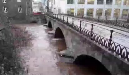 La vesdre déborde à Verviers et aux alentours