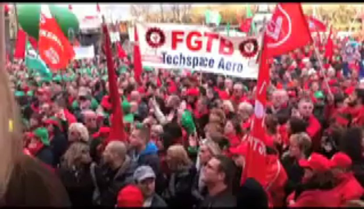 Manifestation solidaire aux travailleurs d'Arcelor Mittal à Seraing