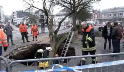 Spa: effondrement en plein centre ville