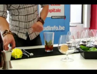 Kevin Ligot présente le cocktail qui'il réalisera pour le concours :"Bols around the world"