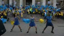 Stop and Go:  flashmob contre l'énergie nucléaire à la Bourse de Bruxelles